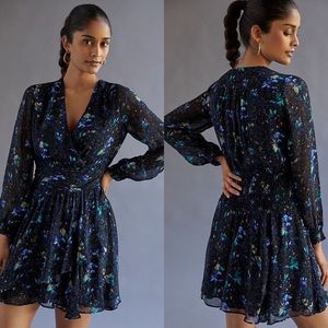 NWT Anthropologie Ruched Floral Mini Dress